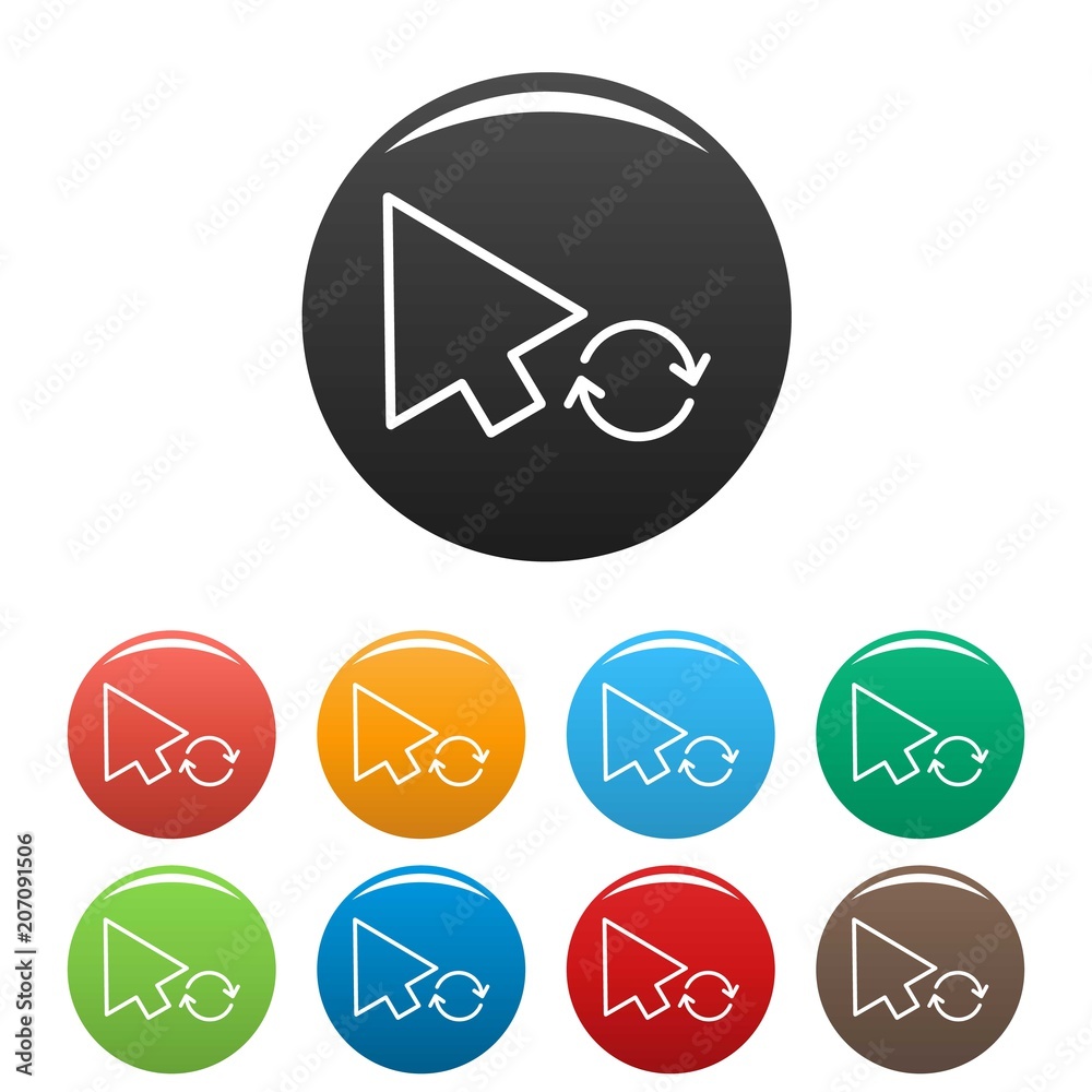 Poster arrow cursor loading icon. simple illustration of arrow cursor loading vector icons set color isolat