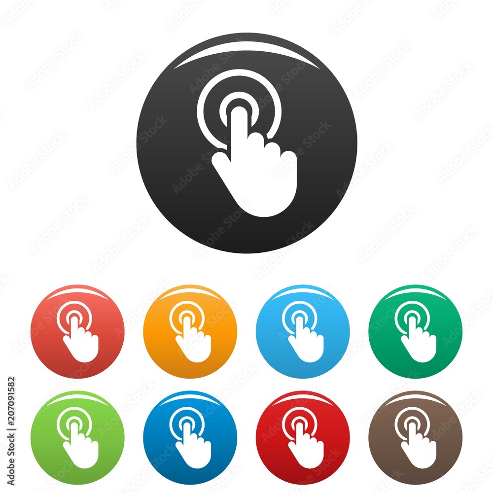 Poster hand cursor click icon. simple illustration of hand cursor click vector icons set color isolated on 