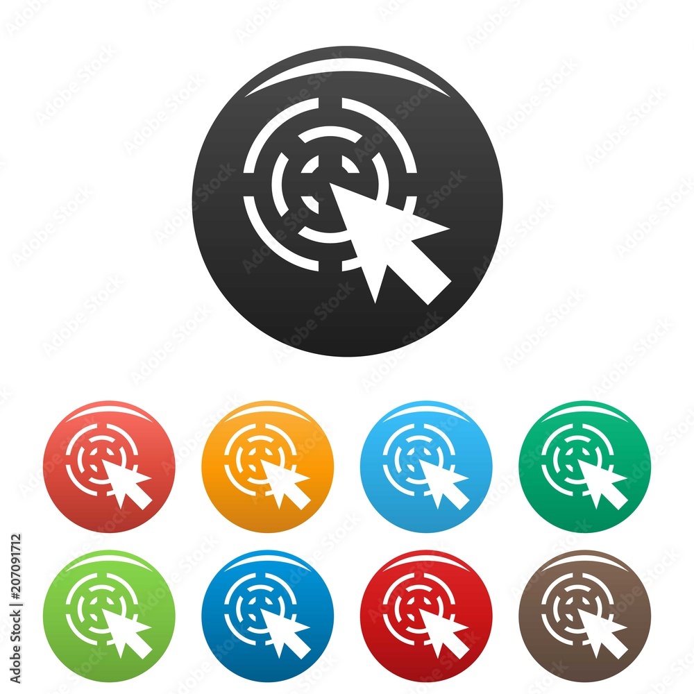 Poster cursor interactive icon. simple illustration of cursor interactive vector icons set color isolated o