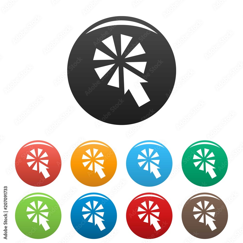 Poster cursor interactive click icon. simple illustration of cursor interactive click vector icons set colo