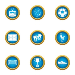 College football icons set. Flat set of 9 college football vector icons for web isolated on white background