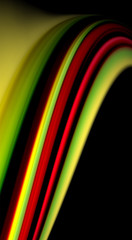 Fluid rainbow colors on black background, vector wave lines and swirls