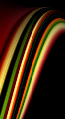 Fluid rainbow colors on black background, vector wave lines and swirls