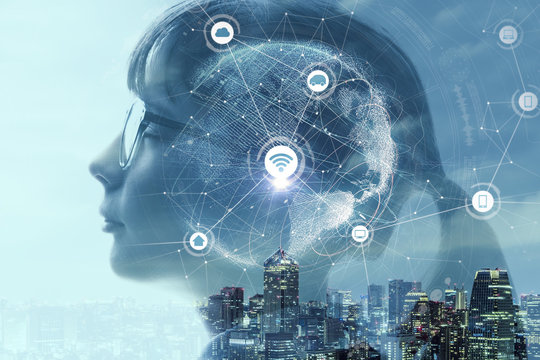 Child profile and AI(Artificial Intelligence) concept.