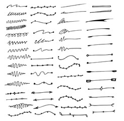 Hand drawn Sketch doodle vector line Border element set eps10