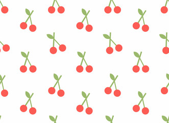 Seamless pattern with Cherry, flat style. isolated on white background