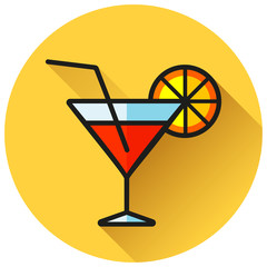 cocktail circle yellow flat icon