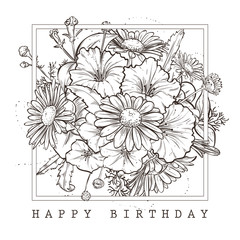 Greeting card with happy birthday wishes
