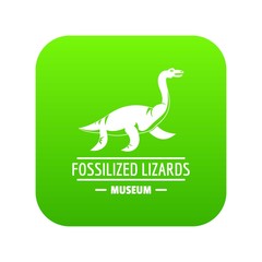 Jurassic museum icon green vector isolated on white background