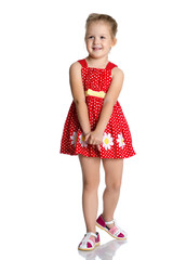 The little girl is full-length.