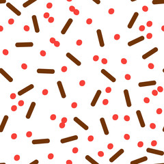 Seamless pattern of decorative sprinkles. Dessert decoration.