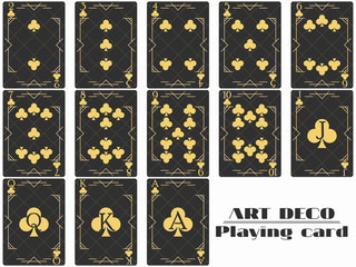 Playing cards club suit. Poker cards original design art deco style. Vector illustration