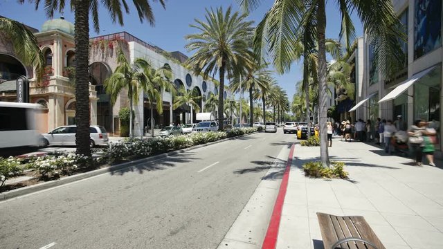  Vehicles on Rodeo Drive, Beverly Hills, Los Angeles, California, United States of America, North America, T/lapse 
