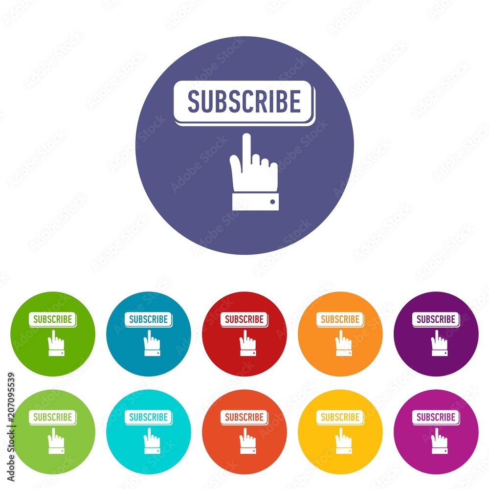 Poster subscribe icons color set vector for any web design on white background