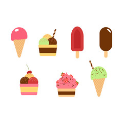 Set of colorful ice creams.