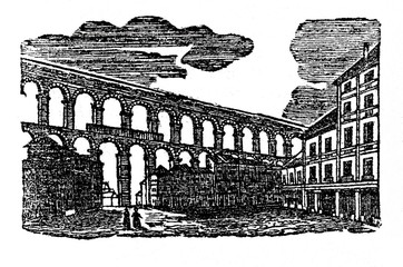 Roman aqueduct (from Das Heller-Magazin, February 22, 1834)
