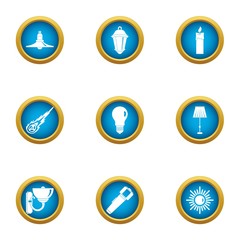 Bright thing icons set. Flat set of 9 bright thing vector icons for web isolated on white background