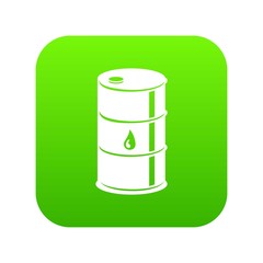 Barrel oil icon green vector isolated on white background