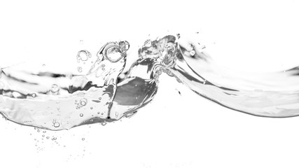 Water smooth wave in a wave isolated on white background