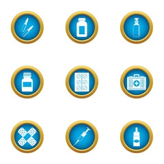 Medicine chest icons set. Flat set of 9 medicine chest vector icons for web isolated on white background