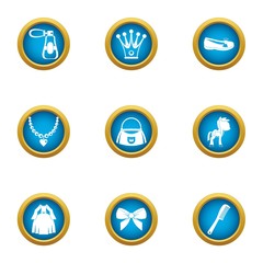 Women jewelry icons set. Flat set of 9 women jewelry vector icons for web isolated on white background