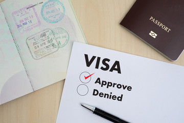 Visa application form to travel Immigration a document Money for Passport Map and travel plan