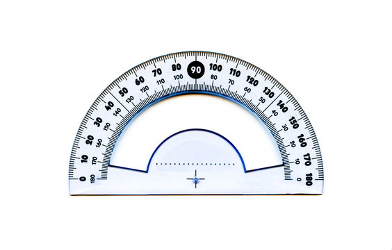 Half circle protractor marked in degrees