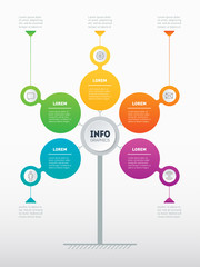 Web Template of a service tree, info chart, diagram or presentation. Part of the report. Business infographics concept with 5 options. Vector info graphic of technology or education process.