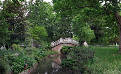 The  Monceau park in Paris city