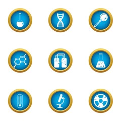 Chemical science icons set. Flat set of 9 chemical science vector icons for web isolated on white background