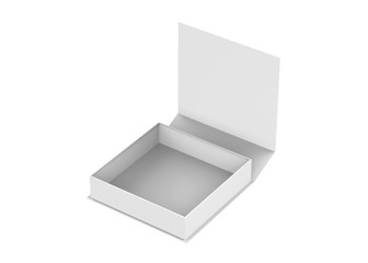 White gift box, white gift bag. Blank gift boxes and gift bags on isolated white background, 3d illustration