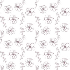 Anemone flowers floral vector seamless pattern. Hand drawn flowers and twigs