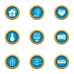Independent energy icons set. Flat set of 9 independent energy vector icons for web isolated on white background