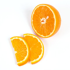 fresh orange fruit on white background isolate.