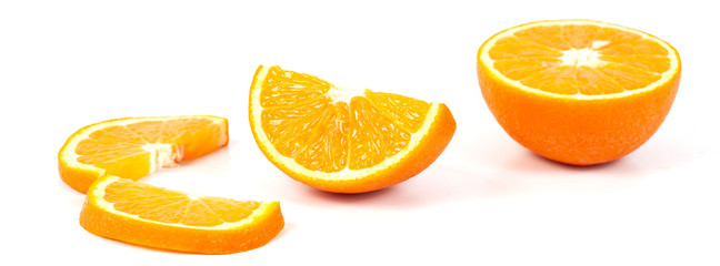 fresh orange fruit on white background isolate.