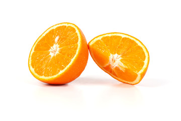 fresh orange fruit on white background isolate.