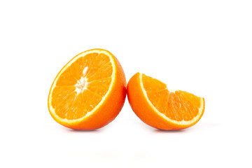 fresh orange fruit on white background isolate.