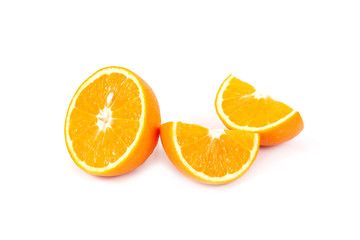 fresh orange fruit on white background isolate.