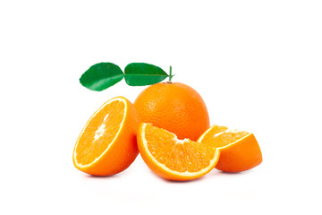 fresh orange fruit on white background isolate.