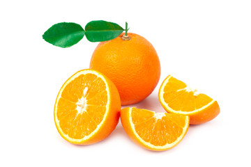 fresh orange fruit on white background isolate.