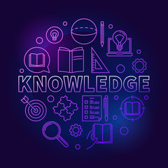 Fototapeta na wymiar Knowledge vector round colored education outline illustration