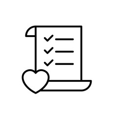 wedding planning checklist icon. to do list paper with love illustration. simple clean monoline symbol design.