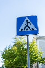 Blue road sign