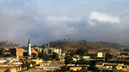 Aerial view to Asmara, capital of Eritrea - 207101183