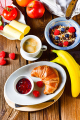 a fresh and tasty delicious croissant breakfast