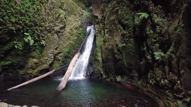 Salto do Cagarrao Waterfall located on Prego river, Sao Miguel Island, Azores, Portugal
