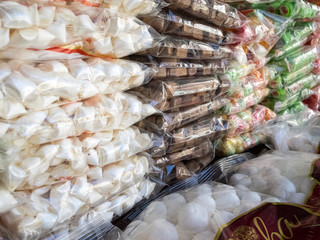 The colors of sweet turkish delight on street markets in old cities of Turkey.