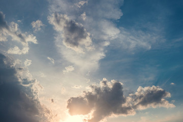 sky with clouds and sun