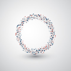 Abstract Cloud Computing and Global Network Connections Concept Design with Transparent Geometric Mesh, Wireframe Ring - Illustration in Editable Vector Format