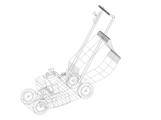 Lawn mower Architect blueprint - isolated